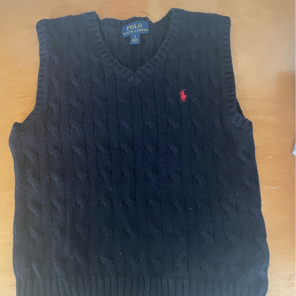 Polo by Ralph Lauren Boys Navy Blue Cable Knit Sweater Vest